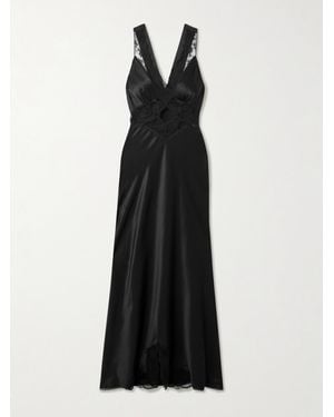 SIR. Aries Maxikleid Aus Seidensatin Mit Cut-Out Und Spitzeneinsätzen - Schwarz