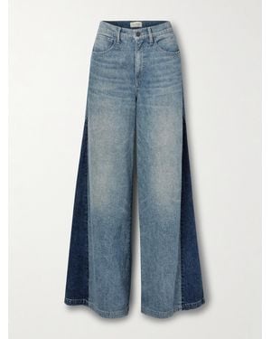 Nili Lotan Ebony Panelled Two-Tone High-Rise Wide-Leg Jeans - Blue