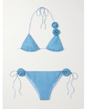 Oséree Lumière Rose Triangel-Bikini Aus Lurex Mit Applikationen - Blau