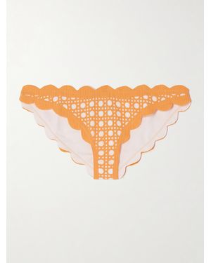 Marysia Swim Net Sustain Antibes Scalloped Laser-Cut Bikini Briefs - Orange