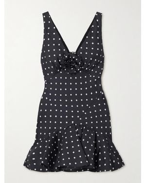 Rodarte Embellished Polka-Dot Silk-Twill Mini Dress - Black