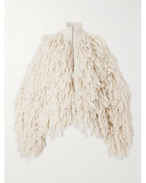 Stella McCartney Wool Bomber Jacket With Fringes in Natural