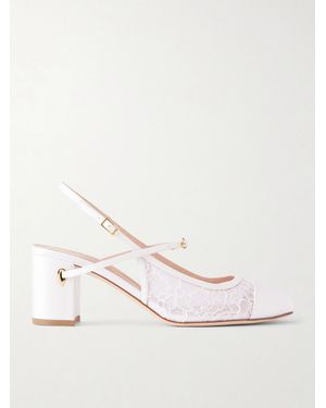 Jennifer Chamandi Mattia 65 Satin-Trimmed Lace Pumps - Natural