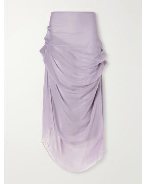PAULINE DUJANCOURT Najia Silk-Blend Chiffon Midi Skirt - Purple