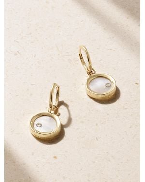 Mateo Convertible 14-Karat, Mother-Of-Pearl And Diamond Hoop Earrings - Natural