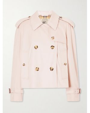 Burberry Haltye Double-Breasted Belted Cotton-Gabardine Cropped Trench Jacket - Natural