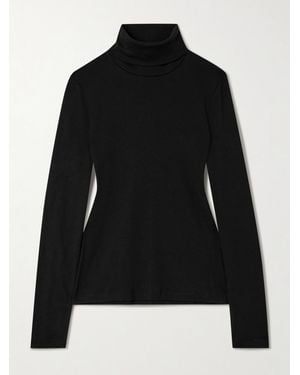 Flore Flore Dinah Ribbed Organic Cotton-Jersey Turtleneck Top - Schwarz