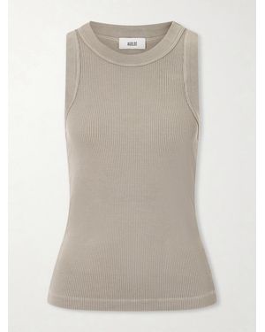 Agolde Leigh Ribbed Organic Cotton And Tencel Lyocell-Blend Jersey Tank - Natural