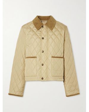 Burberry Cotton-Corduroy-Trimmed Quilted Shell Jacket - Natural