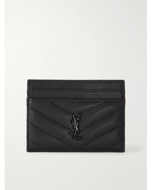 Saint Laurent Cassandre Matelassé Textured-Leather Cardholder - Black