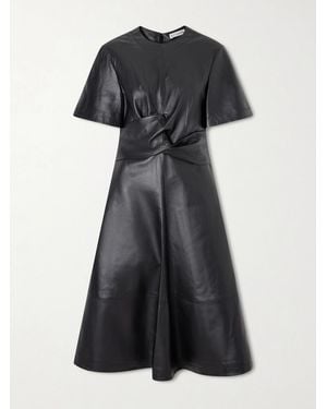 Altuzarra Kirsty Wrap-Effect Paneled Leather Midi Dress - Black