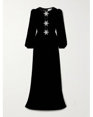 Saloni Camille Embellished Velvet Gown - Black