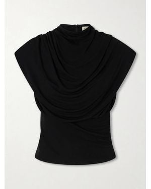 Kallmeyer Jocelyn Gathered Draped Jersey Top - Black