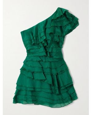 Aje. Rosaline Tiered Lyocell-Blend Mini Dress - Green