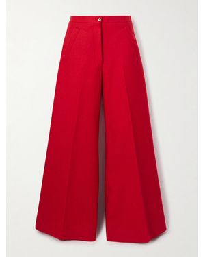 Giuliva Heritage The Paola Wool And Mohair-Blend Wide-Leg Pants - Red