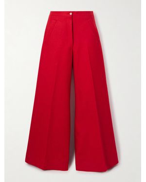 Giuliva Heritage The Paola Wool And Mohair-Blend Wide-Leg Trousers - Red