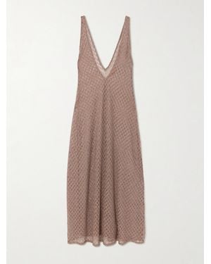 Missoni Metallic Crochet-Knit Coverup - Brown