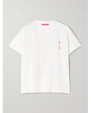 The Elder Statesman Printed Cotton And Cashmere-Blend Jersey T-Shirt - White