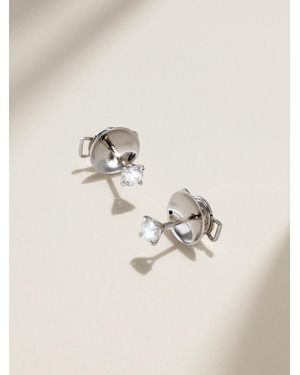 David Morris Ohrstecker Aus 18 Karat Weißgold Mit Diamanten - Natur