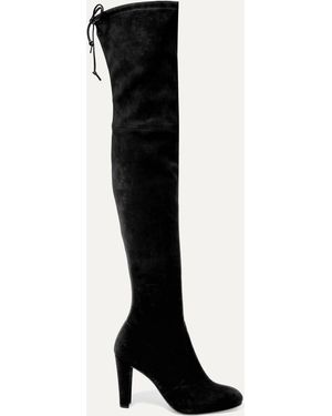 Stuart Weitzman Highland Stretch-Suede Over-The-Knee Boots - Black
