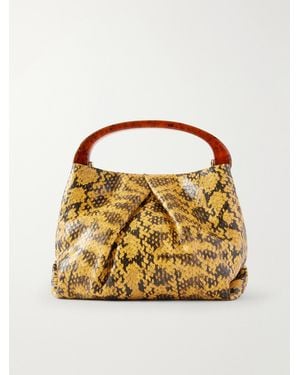 Dries Van Noten Snake-Effect Leather Clutch - Metallic
