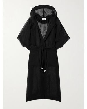 Lisa Marie Fernandez Sorrento Strandkleid Aus Gaze Aus Einer Leinenmischung Mit Kapuze Und Bindegürtel - Schwarz