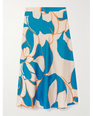 La DoubleJ Mother Lungomare Midirock Aus Bedrucktem Seiden-Twill - Blau