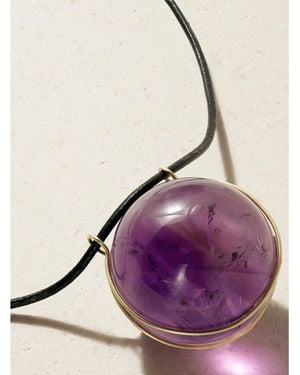Marisa Klass 18-Karat, Amethyst And Leather Necklace - Purple