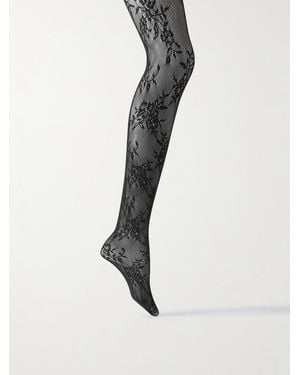 McQueen Strumpfhose Aus Stretch-Spitze - Schwarz