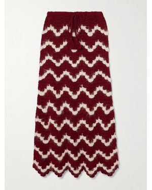 Escvdo Safi Scalloped Crocheted Alpaca Midi Skirt - Red