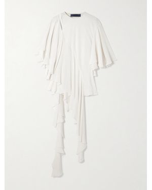 Sharon Wauchob Thea Asymmetric Ruffled Cutout Silk Top - White