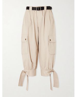Sea Miles Cropped Belted Cotton Tapered Trousers - Natural