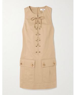 Chloé Lace-Up Cotton Mini Dress - Natural