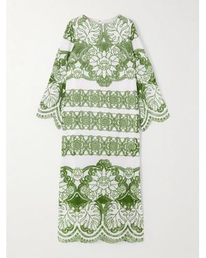 Borgo De Nor Robe Midi En Popeline De Coton À Broderie Anglaise Et À Festons Seraphina - Vert
