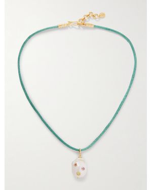 Pacharee Collier En Plaqué Or, Pierres Multiples Et Corde Jahn - Métallisé