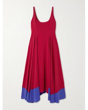 ROKSANDA Awn Asymmetric Two-Tone Crepe Dress - Red