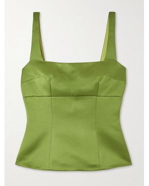 Emilia Wickstead Trixie Panelled Duchesse-Satin Top - Green