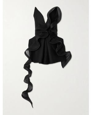 Maticevski Haut Bustier Asymétrique En Laine Et Soie Mélangées À Volants Et À Plis Mozart - Noir