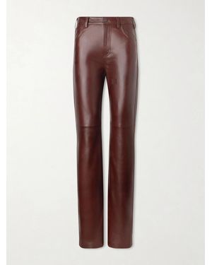 Nili Lotan Joan Leather Straight-Leg Trousers - Brown