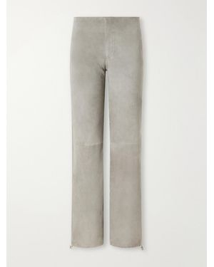 Still Here Sport Jean Paneled Suede Low-Rise Straight-Leg Pants - Gray