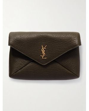 Saint Laurent Sac Porté Épaule En Cuir Texturé Cassandre - Noir