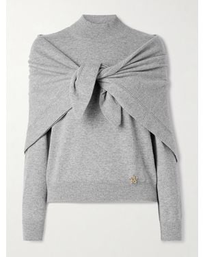 Oscar de la Renta Embellished Cashmere Jumper And Scarf Set - Grey