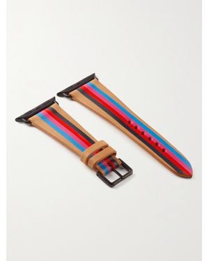 La Californienne Striped Leather Watch Strap - Red