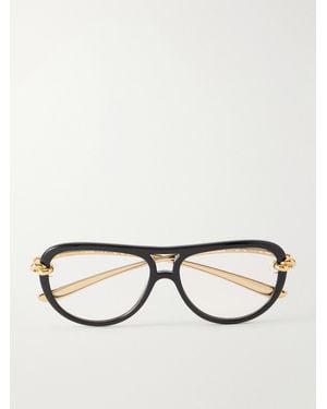 Bottega Veneta New Knot Aviator-Style-Tone Injected Sunglasses - Black