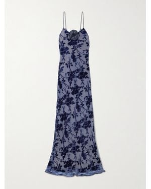 Rodarte Appliquéd Floral Devoré-Velvet Gown - Blue