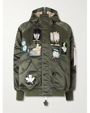 Cecilie Bahnsen Alpha Industries N-2B Hooded Appliquéd Padded Shell Bomber Jacket - Green