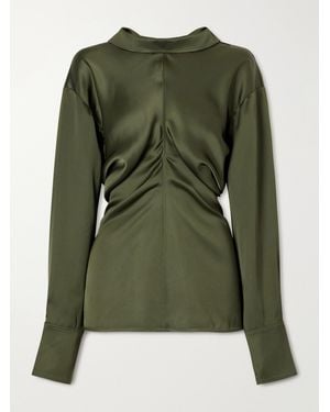 TOTEME Slouch Draped Satin Blouse - Green