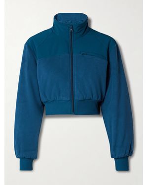 Alo Yoga Wintry Mix Cropped Paneled Fleece And Shell Jacket - Blue