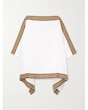 Loro Piana The Suitcase Striped Linen Poncho - White