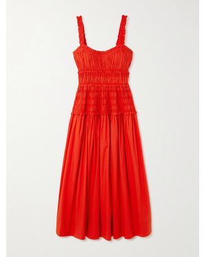 Doen Marianne Midikleid Aus Baumwollpopeline Mit Raffungen - Rot
